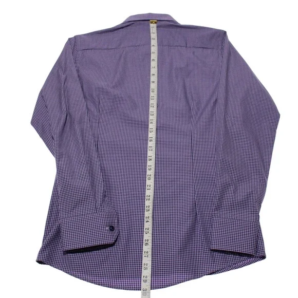 Eton NWT Casual Button Down Shirt Size 38 15 S Slim Fit in Purple/Blue Check